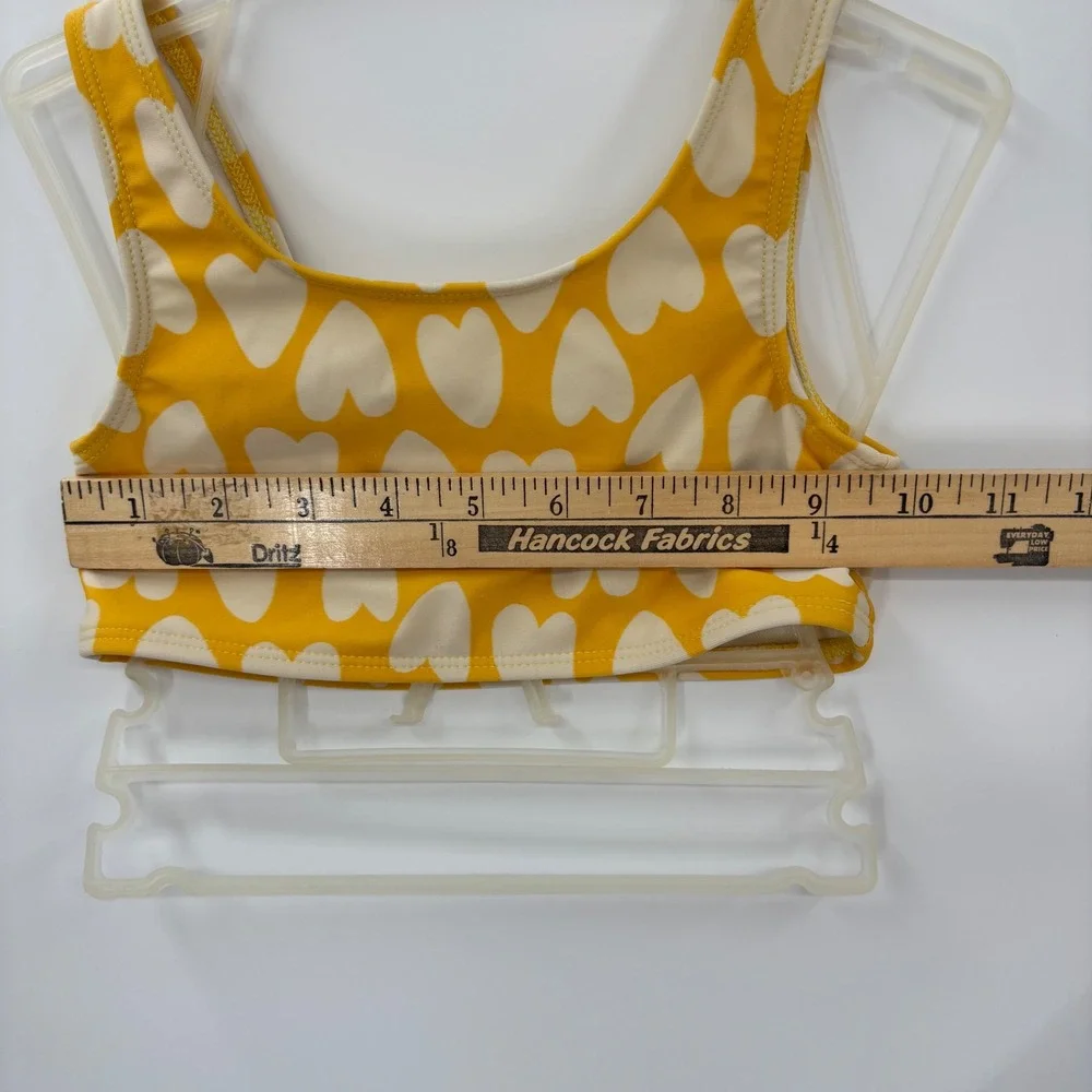 Cat & Jack Bikini Top Kids 4T Yellow White Heart Print Swim Beach Summer Cute